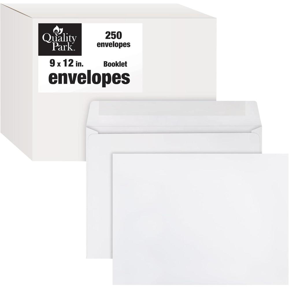 imageQuality Park OpenSide Booklet Envelope Gummed White 9 x 12 250 per Box 37682Side Open