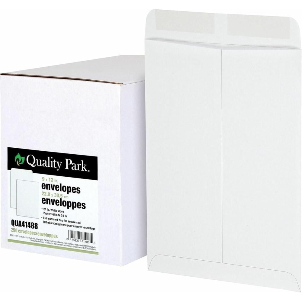 imageQuality Park OpenSide Booklet Envelope Gummed White 9 x 12 250 per Box 37682Top Open