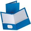 Oxford Laminated Twin-Pocket Folders, Letter Size, White, Holds 100 Sheets, Box of 25 (51704EE)(Blue)