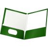 Oxford Laminated Twin-Pocket Folders, Letter Size, White, Holds 100 Sheets, Box of 25 (51704EE)(Green)