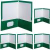 Oxford Laminated Twin-Pocket Folders, Letter Size, White, Holds 100 Sheets, Box of 25 (51704EE)(Green)