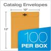 Quality Park 10 x13 Inch ClearClasp Catalog Envelopes for Mail or Storage w/Redi-Tac Clasp and Gummed Closure, 28lb Brown Kraft, 100/Box (QUA43768)(10 x 13 (Pack of 5))