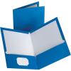 Oxford Laminated Twin-Pocket Folders, Letter Size, White, Holds 100 Sheets, Box of 25 (51704EE)(Blue)
