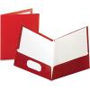 Oxford Laminated Twin-Pocket Folders, Letter Size, White, Holds 100 Sheets, Box of 25 (51704EE)(Crimson)