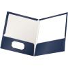 Oxford Laminated Twin-Pocket Folders, Letter Size, White, Holds 100 Sheets, Box of 25 (51704EE)(Navy)