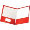 Oxford Laminated Twin-Pocket Folders, Letter Size, White, Holds 100 Sheets, Box of 25 (51704EE)(Red)