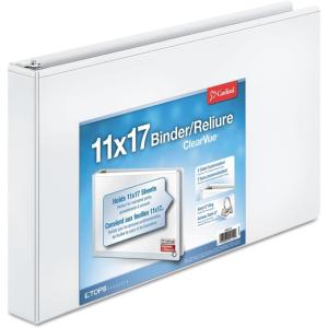 Cardinal® Slant-D® Ring 11″ x 17″ Tabloid ClearVue™ Binders, 3″ Rings, 63% Recycled, White(1.5 Inch)