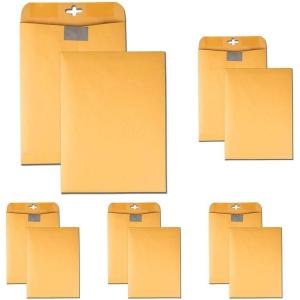 Quality Park 9 x 12 Postage Saving ClearClasp Envelopes, with Reusable Redi-Tac Closure & Gummed Flap, 28 lb Kraft Paper, 100 per Box (QUA43568)(9 x 12 in (Pack of 5))