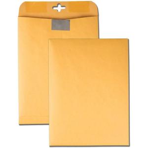 Quality Park 9 x 12 Postage Saving ClearClasp Envelopes, with Reusable Redi-Tac Closure & Gummed Flap, 28 lb Kraft Paper, 100 per Box (QUA43568)(9 x 12 in)