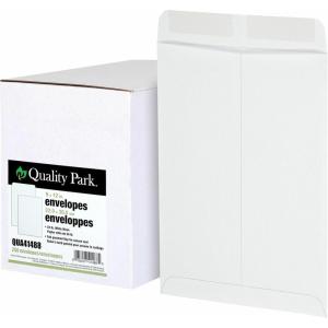 Quality Park Open-Side Booklet Envelope, Gummed, White, 9 x 12, 250 per Box, (37682)(Top Open)