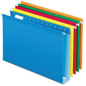 Pendaflex Extra Capacity Reinforced Hanging Folders, 2″, Legal Size, Assorted Colors, 1/5 Cut, 25/BX (4153×2 ASST)(Assorted Colors)
