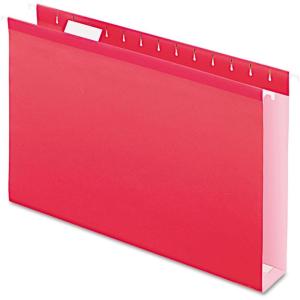 Pendaflex Extra Capacity Reinforced Hanging Folders, 2″, Legal Size, Assorted Colors, 1/5 Cut, 25/BX (4153×2 ASST)(Red)