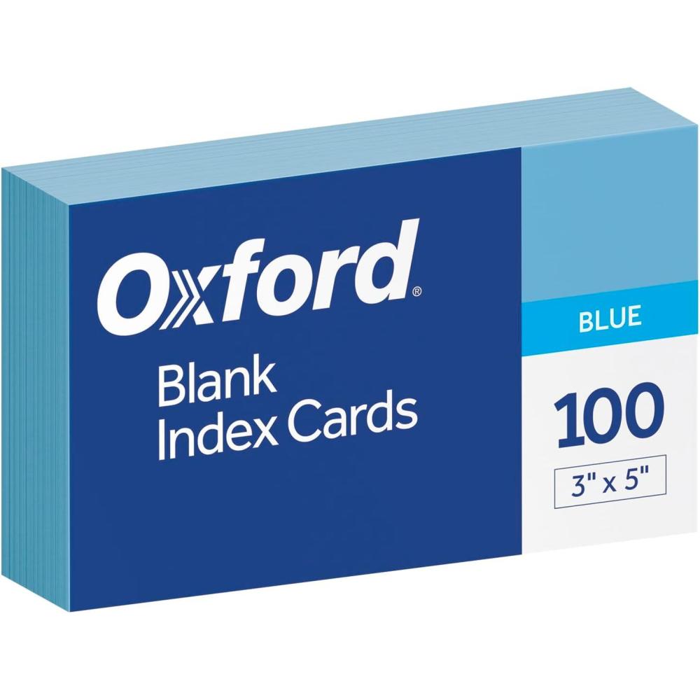 imageOxford Blank Color Index Cards 3quot x 5quot Blue 100 Per Pack 7320 BLU100 Count Pack of 1