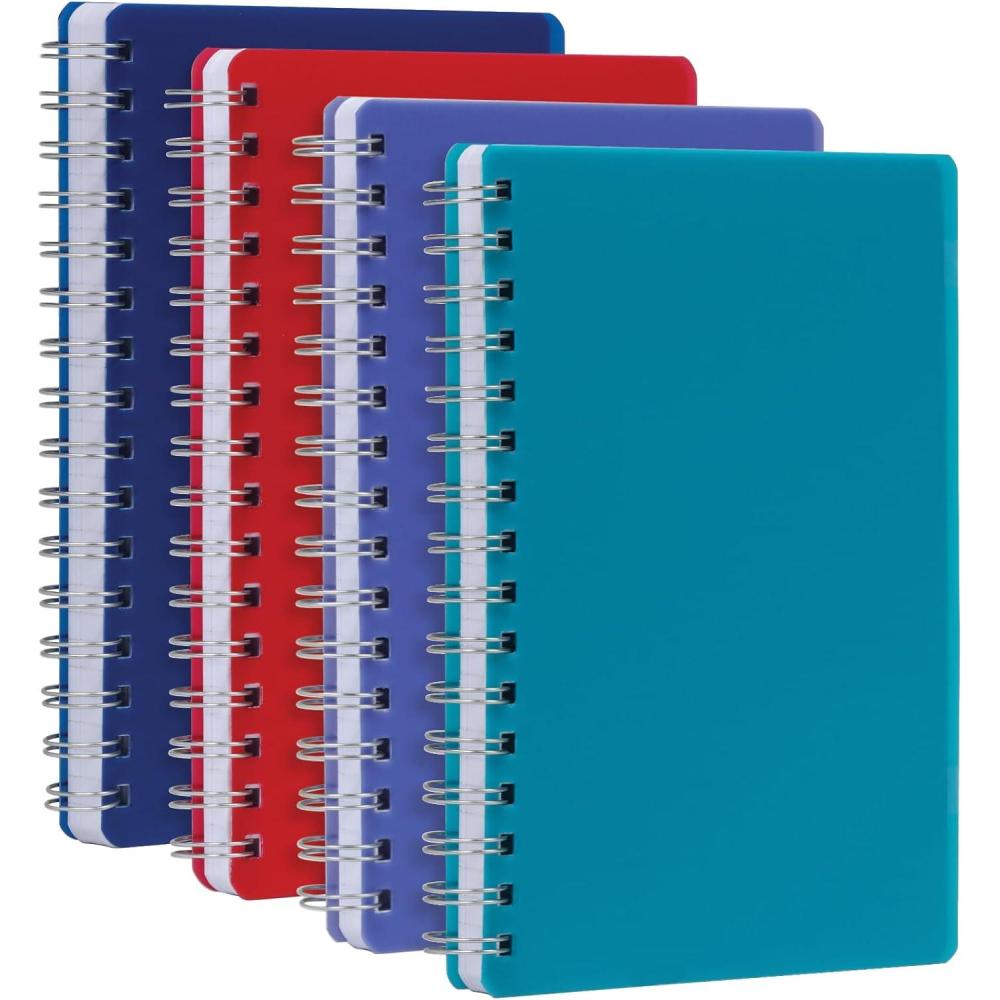 imageOxford Poly Spiral Notebooks Small 57quot x 85quot Book Thick Poly Cover White Paper College Rule 80 Sheets160 Pages Jewel Tones 4 Pack 69720