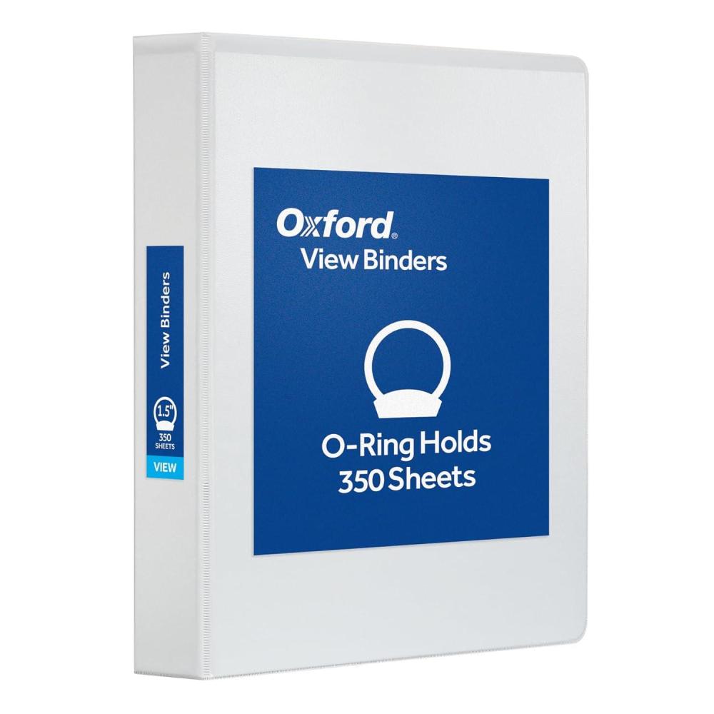 imageOxford Ring Binders 1quot Round Ring Binders View Binder Covers on 3 Sides XtraLife Hinge NonStick PVCFree White 225 Sheet Capacity 100251215 Inch