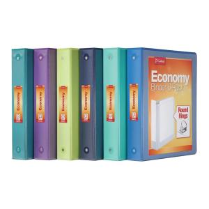 Cardinal 3 Ring Binders, Binders for School and Office, Durable 1.5 Inch, Holds 350 Sheets, ClearVue Presentation View, Non-Stick, Blue and Green Assortment, 6 Pack (1002480)