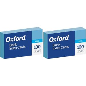 Oxford Blank Color Index Cards, 3″ x 5″, Blue, 100 Per Pack (7320 BLU)(100 Count (Pack of 2))