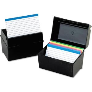 Oxford Plastic Index Card Box, 4 x 6 Inches, 400 Card Capacity, Black (01461)(4 x 6)