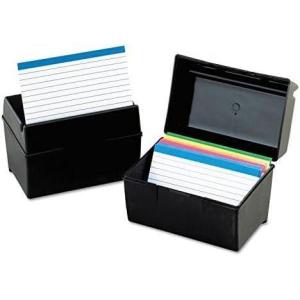 Oxford Plastic Index Card Box, 4 x 6 Inches, 400 Card Capacity, Black (01461)(4 x 6 (Pack of 6))