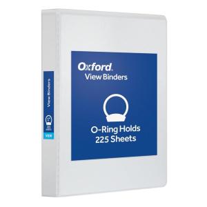 Oxford Ring Binders, 1″ Round Ring Binders, View Binder, Covers on 3 Sides, XtraLife Hinge, Non-Stick, PVC-Free, White, 225 Sheet Capacity (1002512)(1 Inch)