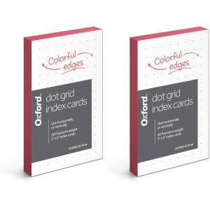 Oxford at Hand Dot Grid Index Card, 50 per pack, Assorted Color Edge (No color choice) (334208M)(1 Count (Pack of 2))