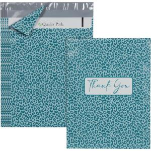Quality Park Thank You Poly Mailers, 10 x13 Inch Shipping Envelopes, 100 Pack, Self Seal, Waterproof Shipping Bags for Clothing, Leopard (QUA89301)(Large)