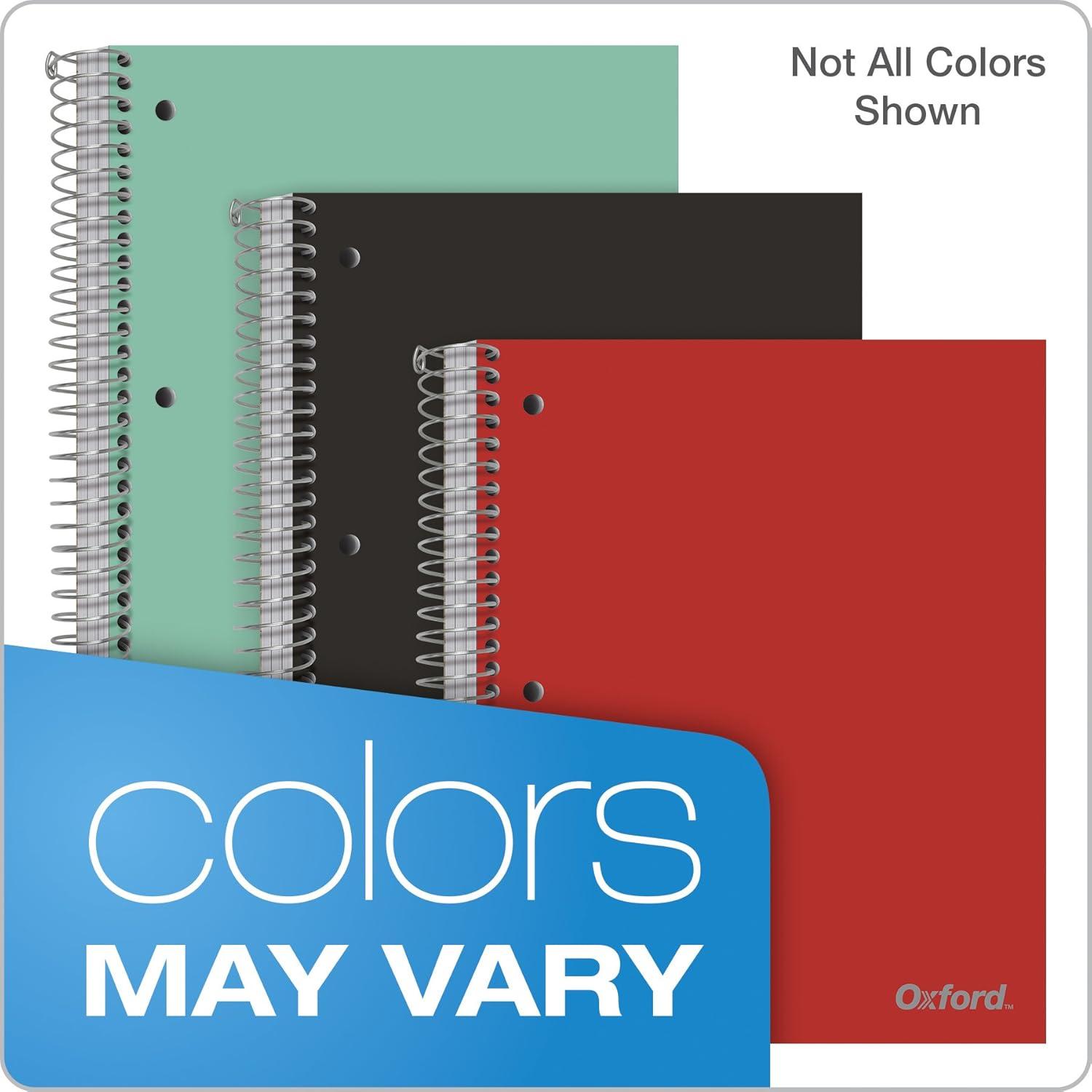 imageOxford 3Subject Poly Notebook 812quot x 1012quot 3Hole Punch Wide Rule 150 Sheets 3 Poly Durable Divider Pockets Single Notebook Colors May Vary 10585