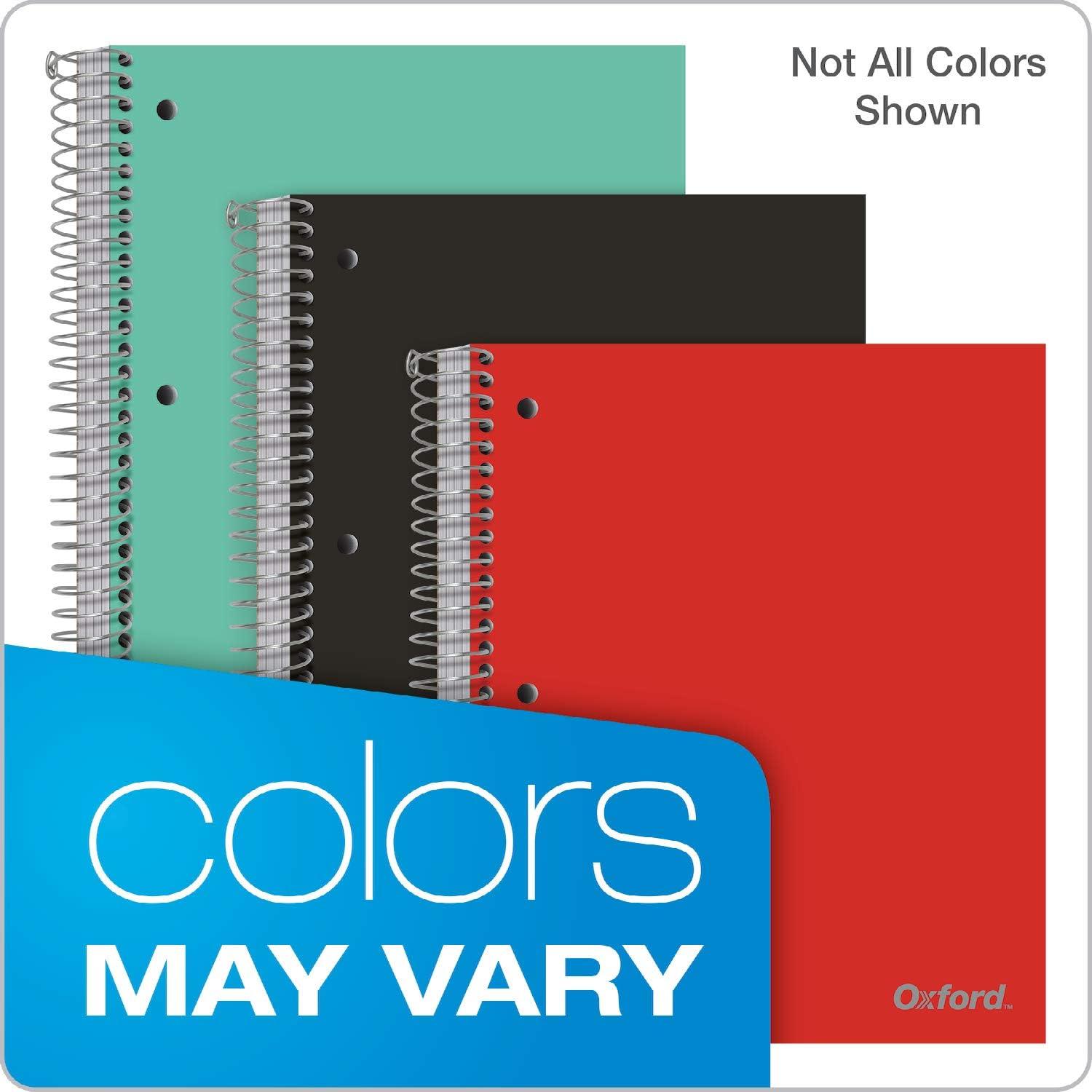 imageOxford 5 Subject Notebook Journal 11 x 9 Inch Assorted Covers 200 Sheets College Ruled Perforated Spiral Notebook Durable Poly Cover 10588