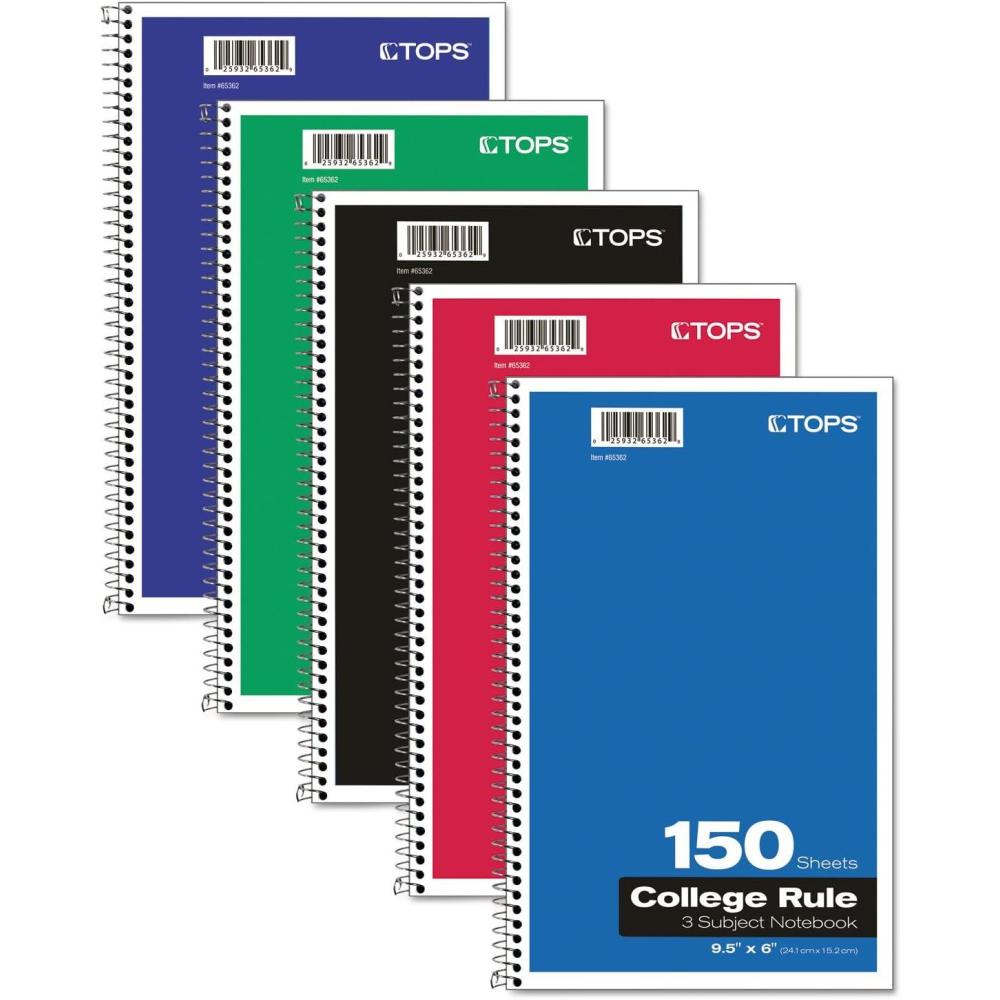 imageOxford 3Subject Notebook 6quot x 912quot College Rule 150 Sheets 2 Dividers 65362Assorted Colors