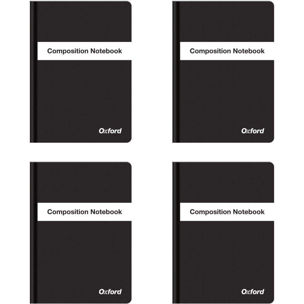 imageOxford Poly Composition Notebook 4 Pack Notebooks for School School Supplies Compact Size 5 x 7 Inches Comp Book College Ruled Paper 80 Sheets Black Covers 64934
