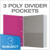 Oxford 3-Subject Poly Notebook, 8-1/2″ x 10-1/2″, 3-Hole Punch, Wide Rule, 150 Sheets, 3 Poly Durable Divider Pockets, Single Notebook, Colors May Vary (10585)