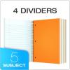 Oxford 5-Subject Notebook, 8-1/2″ x 11″, College Rule, 200 Sheets, 4 Dividers (65581)