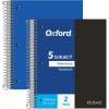 Oxford Spiral Notebooks, 5-Subject, Writing Journals, Wide Ruled Paper, Durable Plastic Cover, 200 Sheets, 5 Durable Divider Pockets, 2 Pack, Black and Blue (10387)(5-Subject)