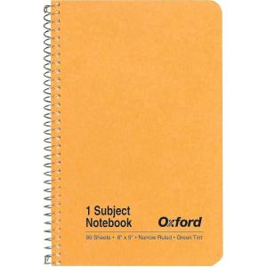 Oxford 1-Subject Kraft Notebook, 5″ x 8″, Narrow Rule, Kraft Cover, Green Tint Paper, 80 Sheets (25-401R)
