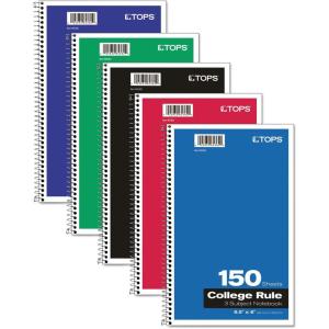 Oxford 3-Subject Notebook, 6″ x 9-1/2″; College Rule, 150 Sheets, 2 Dividers (65362),Assorted Colors