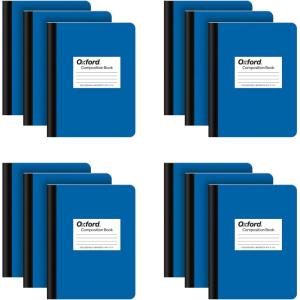 Oxford Composition Notebook 12 Pack, Notebooks for School, School Supplies, Journal for School Notes, College Ruled Paper, Writing Book, 7.5 x 9.75 Inches, 80 Sheets, Blue Covers (63742)
