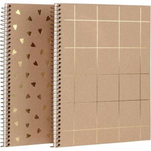 Oxford Spiral Notebooks, 2 Pack, 100% Recycled, Kraft Notebooks, Gold, College Ruled, 80 Sheets/160 Pages, Student Gifts, Teacher Gifts (90881)