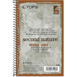 TOPS Second Nature Notebook, Recycled, 5 x 8 Inches, Narrow Rule, 80 Sheets per Book, Green Cover (74108)