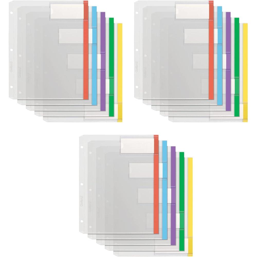imageOxford Plastic Binder Dividers Full Pocket Top ampamp Side Loading Sheet Protector Dividers Built in Extra Large Tabs Asst Colors 5Tab 3 Sets 89651