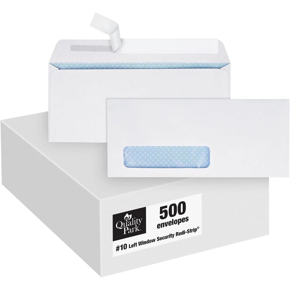 imageQuality Park 10 Window Envelopes RediStrip White 500 per box 69222 10418quot x 912quotOne Size