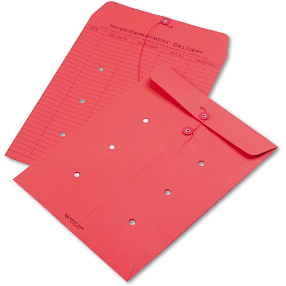 imageQuality Park 1Side Print Interoffice Envelopes StringTie Red 10 x 13 100 per Carton 63574Red