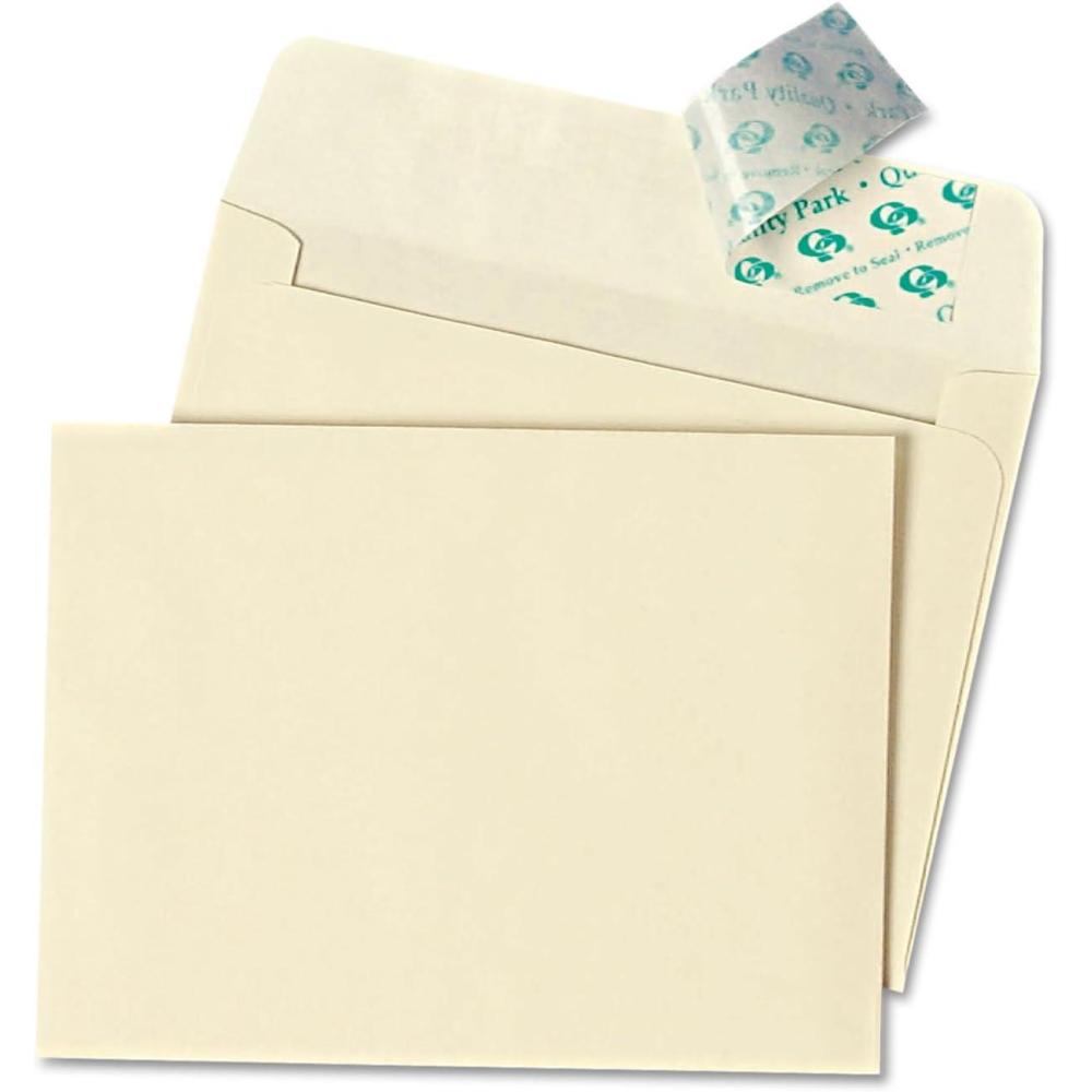 imageQuality Park A9 Greeting Card Envelopes with Self Seal Closure 534 x 834 24 lb White Half Fold Sized Envelopes Ideal for Greeting Cards Photos and Invitations 100Box QUA10750Ivory