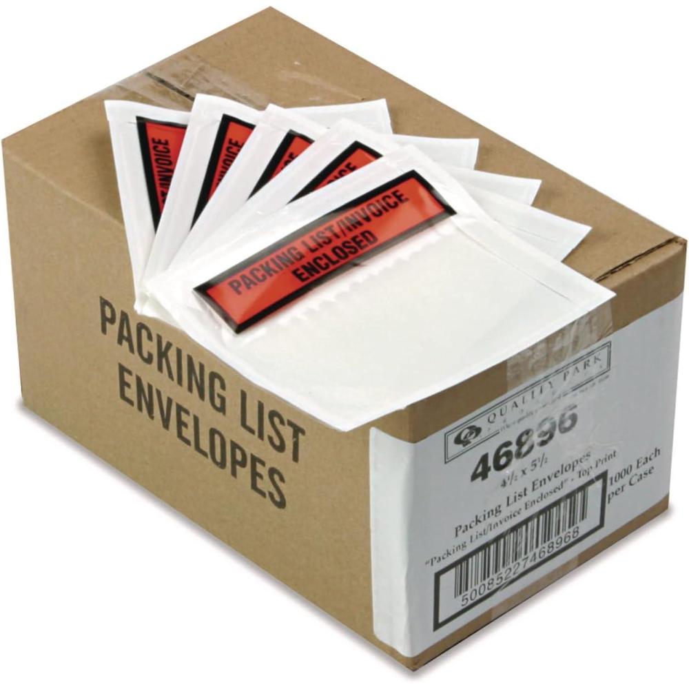 imageQuality Park Top Print Packing List Envelope SelfAdhesive Clear 55 x 45 1000 per Case 46896