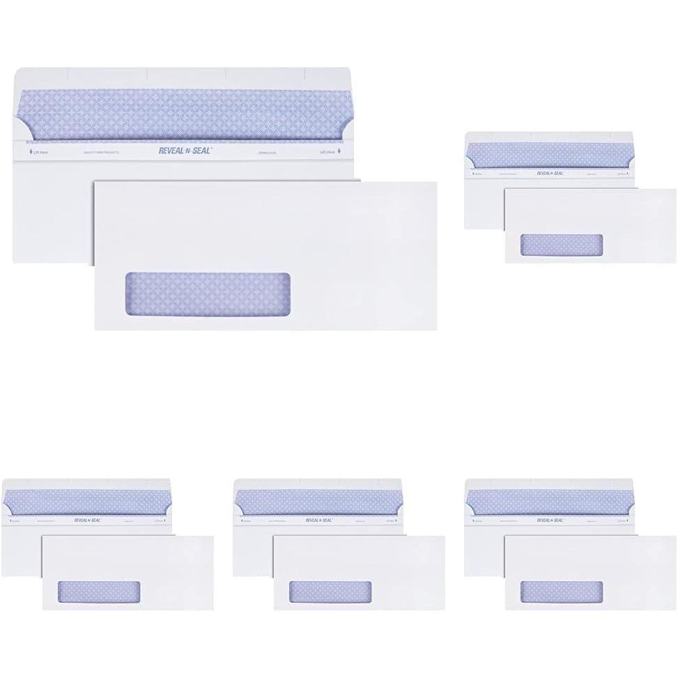 imageQuality Park Window Security Envelope RevealNSeal White 4125 x 95 500 per Box 67418One Size Pack of 5