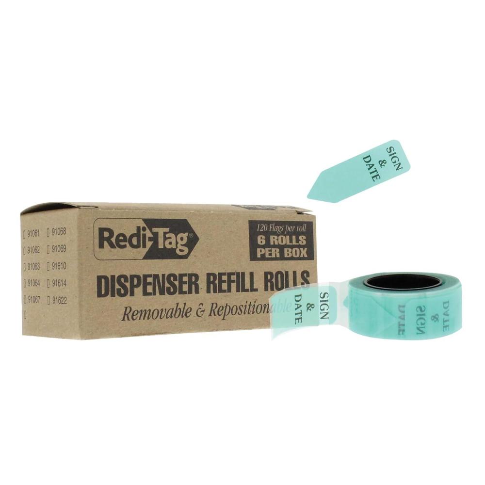imageRediTag Arrow Message Flag Refills Please Sign ampamp Date Mint Reversible Flags 120 Per Roll 6 Rolls 720 Flags Total 134quot x 916quot B91401