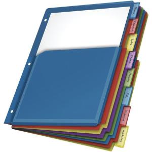Cardinal Expanding Poly Pocket Dividers – 8 Tab Dividers w/Pockets for 3 Ring Binder – Multi Colors for Filing & Organizing Documents – Perfect for Home, Office, & School Use – 8 Dividers (Pack of 1)(Dividers)