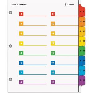 Cardinal OneStep 24 Tab Binder Dividers for 3 Ring Binder, Index Table of Content Dividers, 1 Set (60960)(16 Tab)