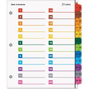 Cardinal OneStep 24 Tab Binder Dividers for 3 Ring Binder, Index Table of Content Dividers, 1 Set (60960)(24 Tab)
