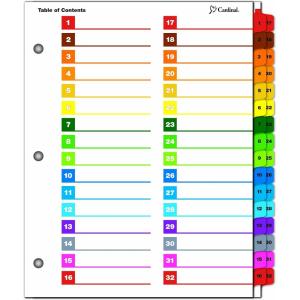 Cardinal OneStep 24 Tab Binder Dividers for 3 Ring Binder, Index Table of Content Dividers, 1 Set (60960)(32 Tab)