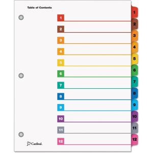 Cardinal OneStep Index System Numeric Paper Dividers, 10-Tab, White (CRD61013)(Multicolor)